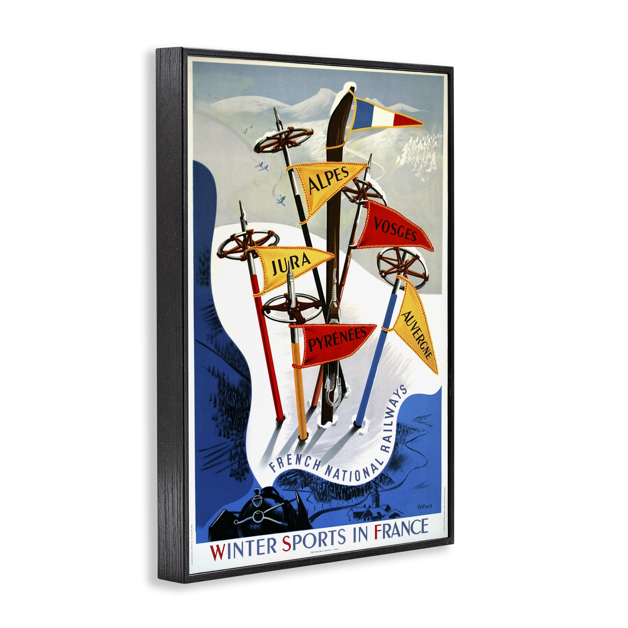 Stupell Industries Winter Sports In France Black Framed Giclee Art, design by Vintage Posters