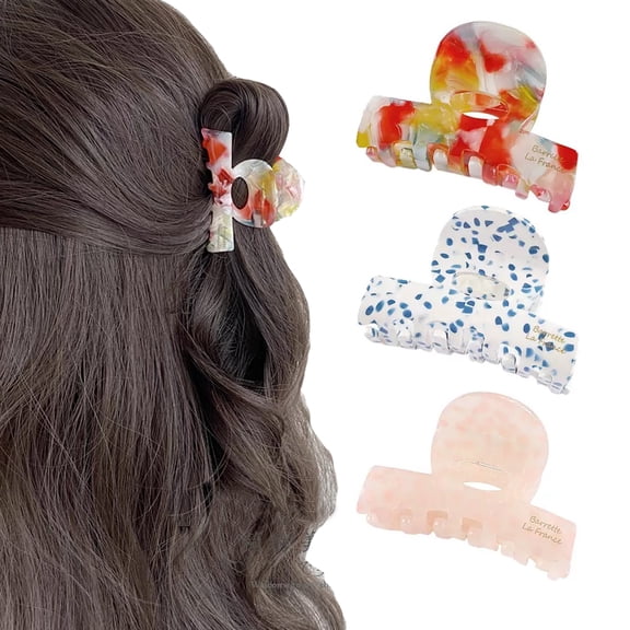 mall Hair Clips for Women, 2.4" Acetate Cute Hair Claw Clips Strong Hold, Nonslip Jaw Clips Half-Up Hair Accessories Birthday Valentine's Day Gift for Girls Mother Wife Daughter (3PCS)