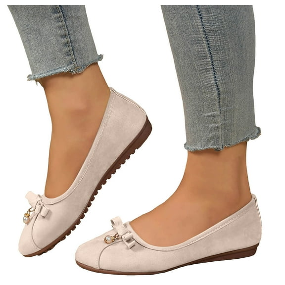 Ballet Flats Dress Shoes for Women 2025 Comfort Suede Ballerina Wedge Low Heels Travel Soft Slip on Loafers