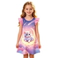 thumbnail image 4 of FYDUU Girls Cute Summer Casual Dress Girls Nightgowns Flutter Sleeves Sleepwear Halloween Cartoon Print Princess Dress Holiday Party Nightdress 6-7 Years, 4 of 4
