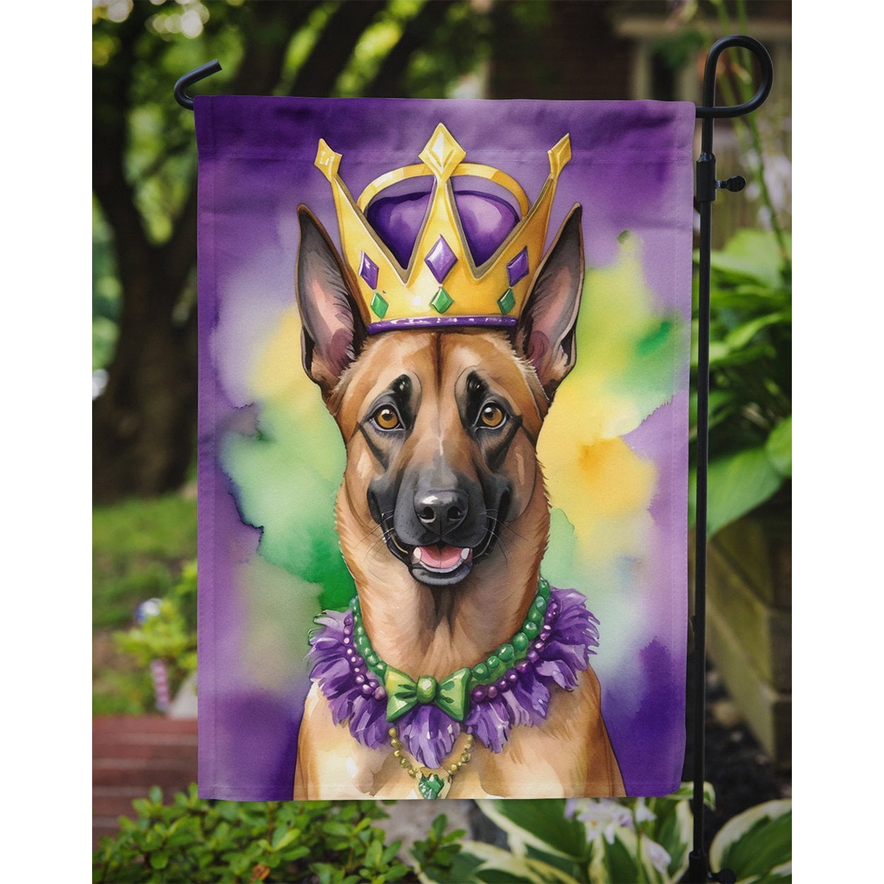 Belgian Malinois King of Mardi Gras Garden Flag 11.25 in x 15.5 in