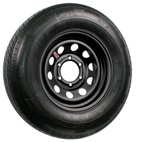 eCustomrim 2-Pack Trailer Tire Rim ST225/75R15 Load D 15 Inch 6 Lug Black Wheel