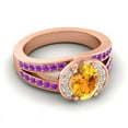 thumbnail image 3 of Diamond-Capitals 2.35 Carat Oval Cut Citrine & Amethyst Gemstone Luxurious Engagement Ring for her Solid 14K Rose Gold Size 5, 3 of 8