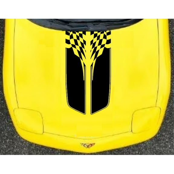 Clausen's World 9" Double CHECKERED Rally RACING STRIPES vinyl Decal - Compatible with Chevrolet Corvette C5