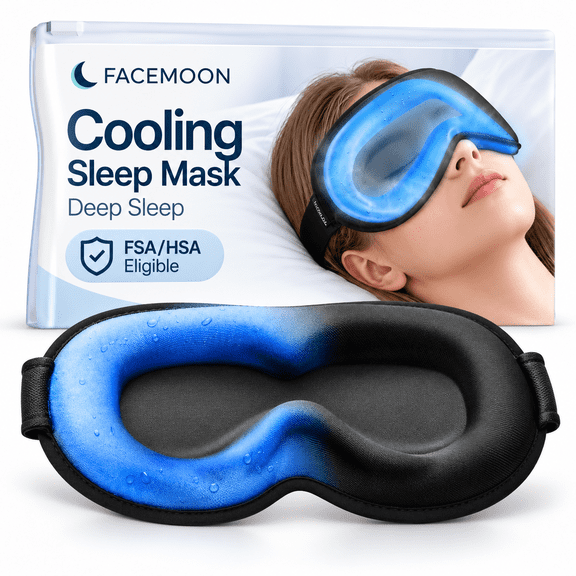 FSA HSA Eligible 3D Gel Cooling Sleep Mask: Cold Compress eye mask for Migraines, Weighted Blackout Eye Mask with Zero Pressure, Soothing Headache, Long Flights Travel, Nighttime & Stress Relief