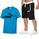 thumbnail image 1 of Camiseta azul para hombre, traje con estampado de Puma, manga corta y pantalones cortos, traje de cuello redondo para hombre, pantalones cortos sueltos de manga corta ZefeiWu 8390606899798, 1 of 1