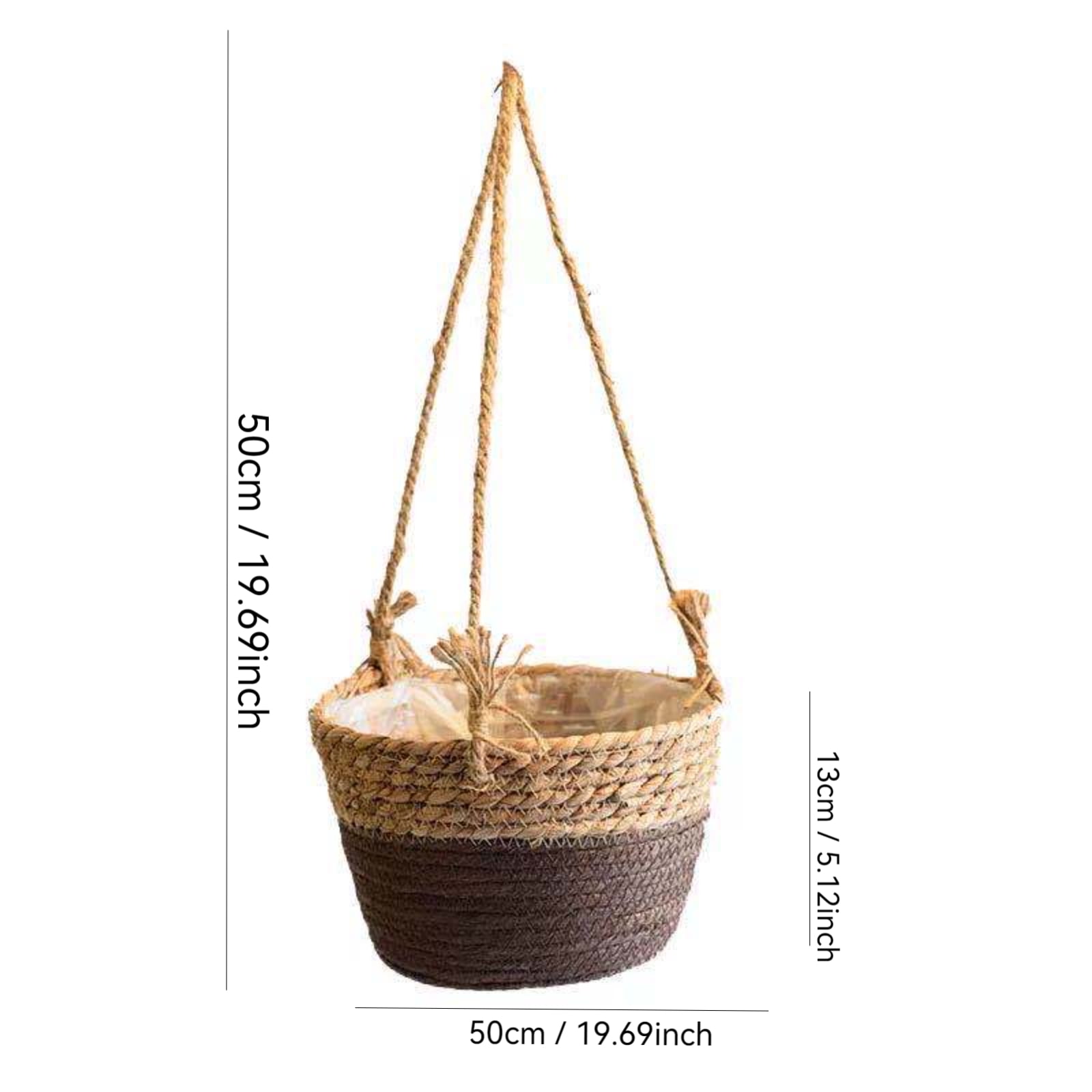 Handwoven Rattan Hanging Basket, Straw Planter for Flowers and Orchids, Rustic Wall Decor for Indoor or Outdoor Plants, Boho Style