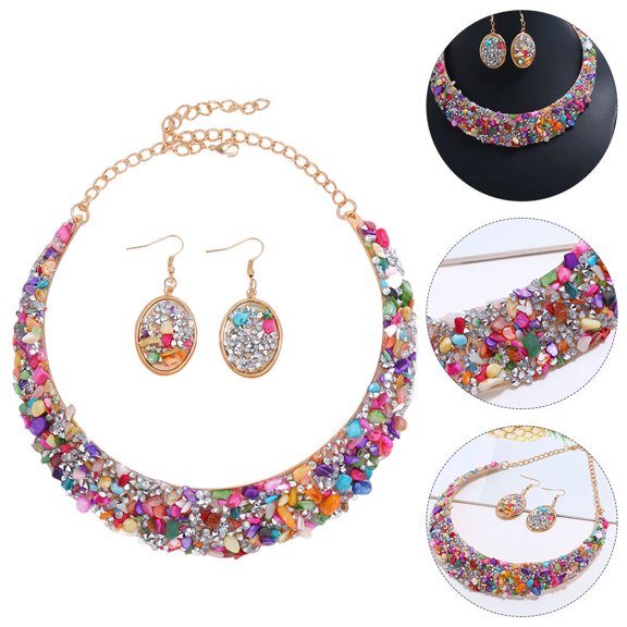 WRITWAA Multi-Color Statement Choker Necklace Set for Women, Trendy Metal Jewelry Accessories Ideal for Festivals, Parties & Daily Wear