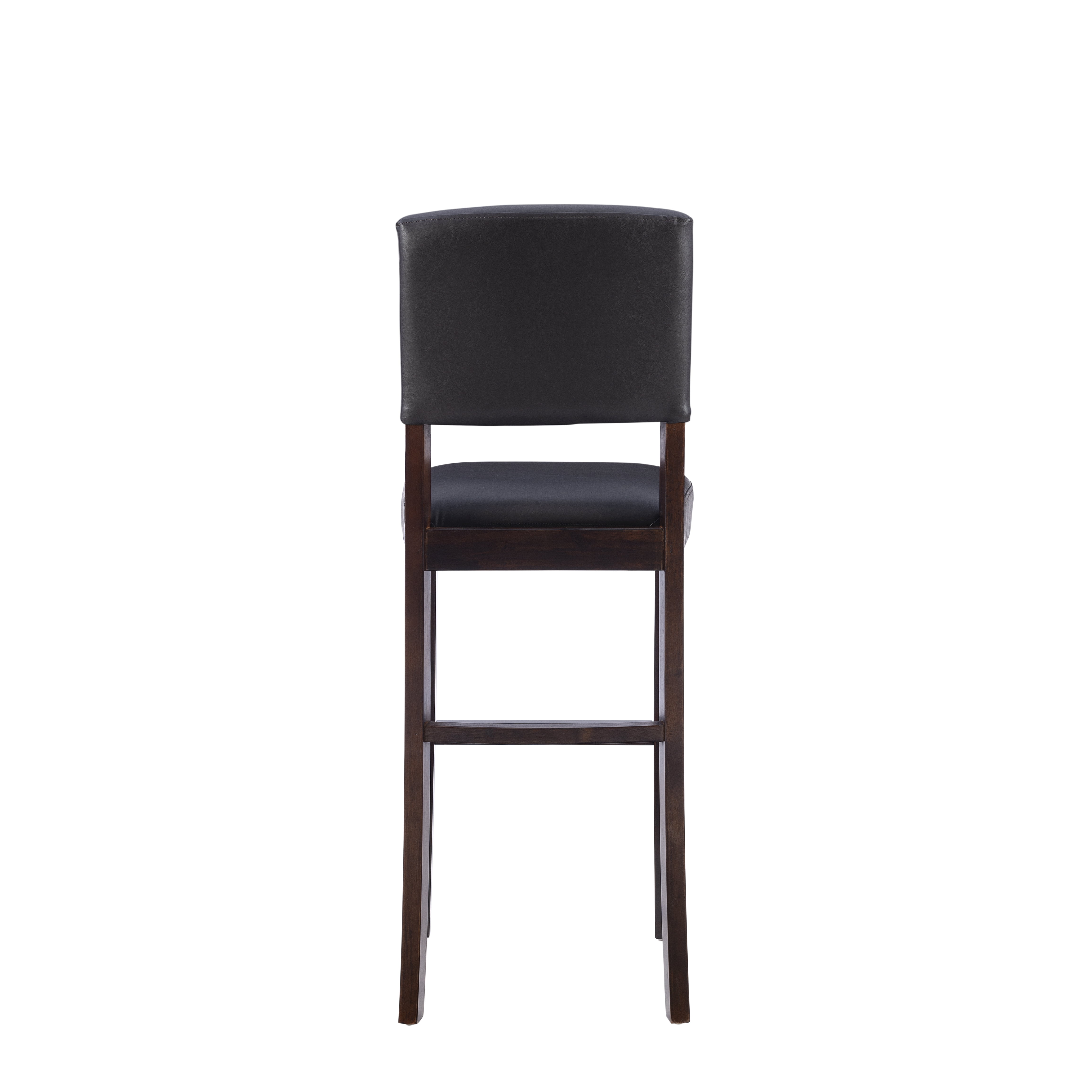 Linon Metairie 30" Indoor Wood Bar Stool, Espresso/Dark Brown Faux Leather