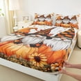 thumbnail image 3 of Manfei Cartoon Gnome Queen Sheet Sets,Rustic Farmhouse Cabin Flat Sheet,Autumn Fall Pumpkin SunflowerQueen Fitted Sheet For Girl Boys,Microfiber Bedroom Decor,4-Piece, 3 of 7