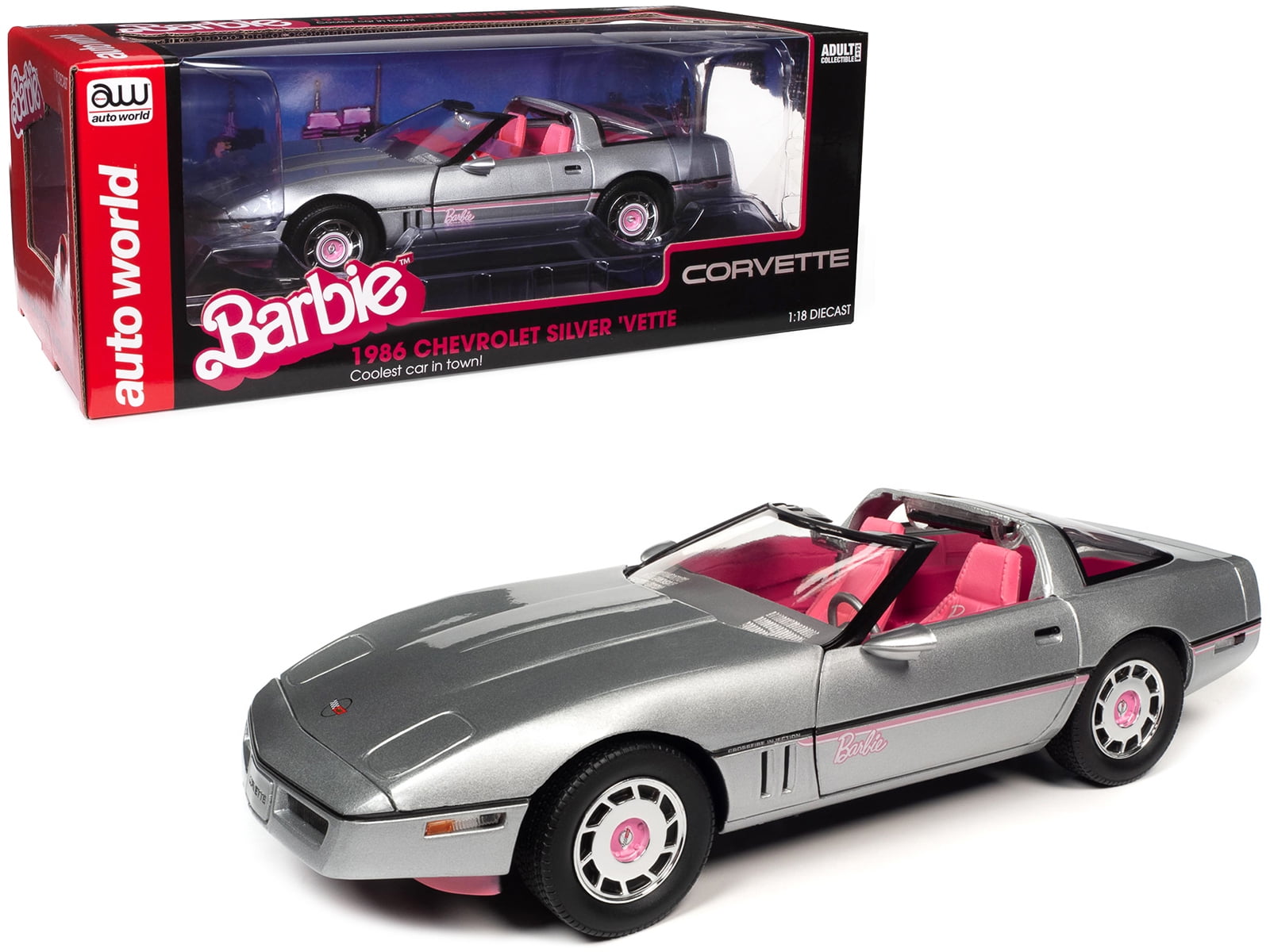 Diecast 1986 Chevrolet Corvette Convertible Silver Metallic