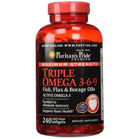 Triple Omega 3-6-9 Puritan's Pride Fish, Flax & Borage Oils - 240 (Best Borage Oil Supplement)