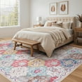 thumbnail image 5 of Toyoso 5x7 Area Rug Living Room Rugs - Washable Vintage Floral Soft Thin Large Rug Indoor Floor No Slip Rug Carpet for Bedroom Under Dining Table Home Office Decor - Multi Red, 5 of 8