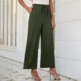 thumbnail image 5 of Sijiajgjfu Womens Wide Leg Pants Palazzo Flowy Pants Summer Elastic High Waist Beach Slacks with Pockets Green,S, 5 of 9