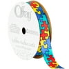 Offray Ribbon, Multi-Color 5/8 inch Jigsaw Satin Ribbon, 12 feet, 1 Each