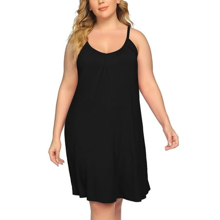 

Plus Size Nightgown for Women V Neck Cami Dress Soft Sleepwear Chemise Pajama Dress