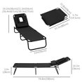 thumbnail image 2 of CoSoTower Chaise Longue d'Extérieur Pliante, Chaise Longue de Plage Inclinable Portable avec Ouverture pour le Visage, Coussin Détachable, Dossier Réglable à 4 Positions, pour Patio, Jardin, au Bord de la Piscine, Noir, 2 of 7