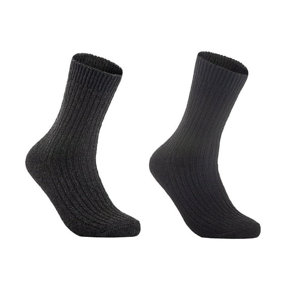 Lian LifeStyle Gorgeous Big Girls Women's 2 Pair Wool Crew Socks Size 6-9 FS03, Color Black,DarkGrey