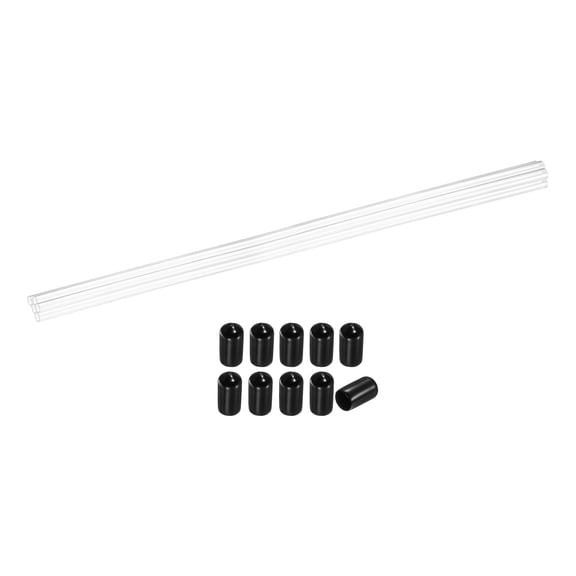Uxcell 5 Pack Clear Rigid Acrylic Pipe, 6mm(0.24") ID x 8mm(0.31") OD 20" Round Polycarbonate Tube Plastic Tubing with Rubber Caps for Plumbing, Lighting, Aquarium, DIY Projects