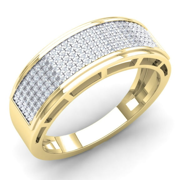 Dazzlingrock Collection 1.00 Carat (ctw) 10K White Diamond Men's Hip Hop Anniversary Band 1 CT, Yellow Gold, Size 10