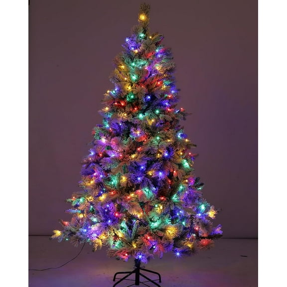 6-Foot Pre-Lit Artificial Christmas Tree, Hinged Pine Design with LED Lights, Realistic Branch Tips, and Metal Stand for Home, Office, and Party Decor