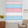 thumbnail image 3 of Pink Blue Wood Grain Sheer Curtains 45 Inches Long, Modern Colorful Striped Light Filering Curtains, Breathable Simi Curtain Privacy Drapes for Kitchen Bathroom Lightweight Small Window Treatment, 3 of 9