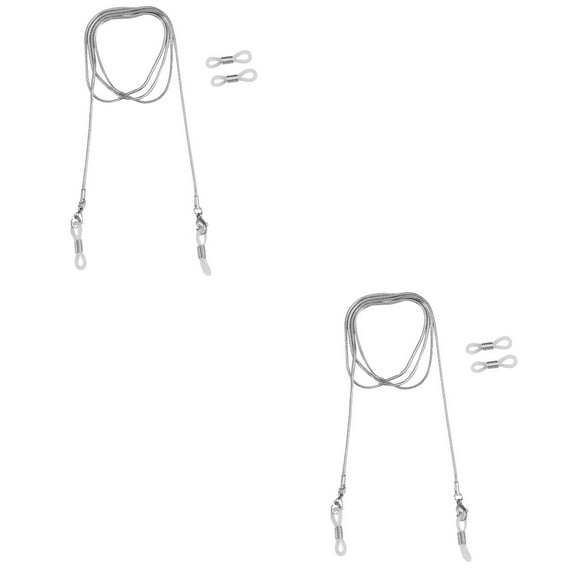 FENGGUIQU 2pcs Stainless Steel Non Slip Adjustable Eyeglass Chain Men Women