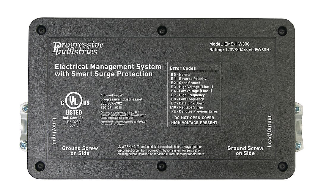 Progressive Industries EMS-HW30C Hardwired RV Electrical Management System Surge Protector With Remote Display, 30 Amp