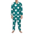 thumbnail image 3 of Sikiie Teal And White Polka Dot Mens Pajama Set, Soft Warm Long Sleeve Sleepwear, Cozy Button-Down Pjs for Men-Medium, 3 of 7