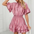 thumbnail image 2 of Birdeem Robe en Dentelle Décontractée pour Femmes, Mode, Couleur Unie, Confortable, Ample, à Manches Courtes, avec Découpes, 2 of 10