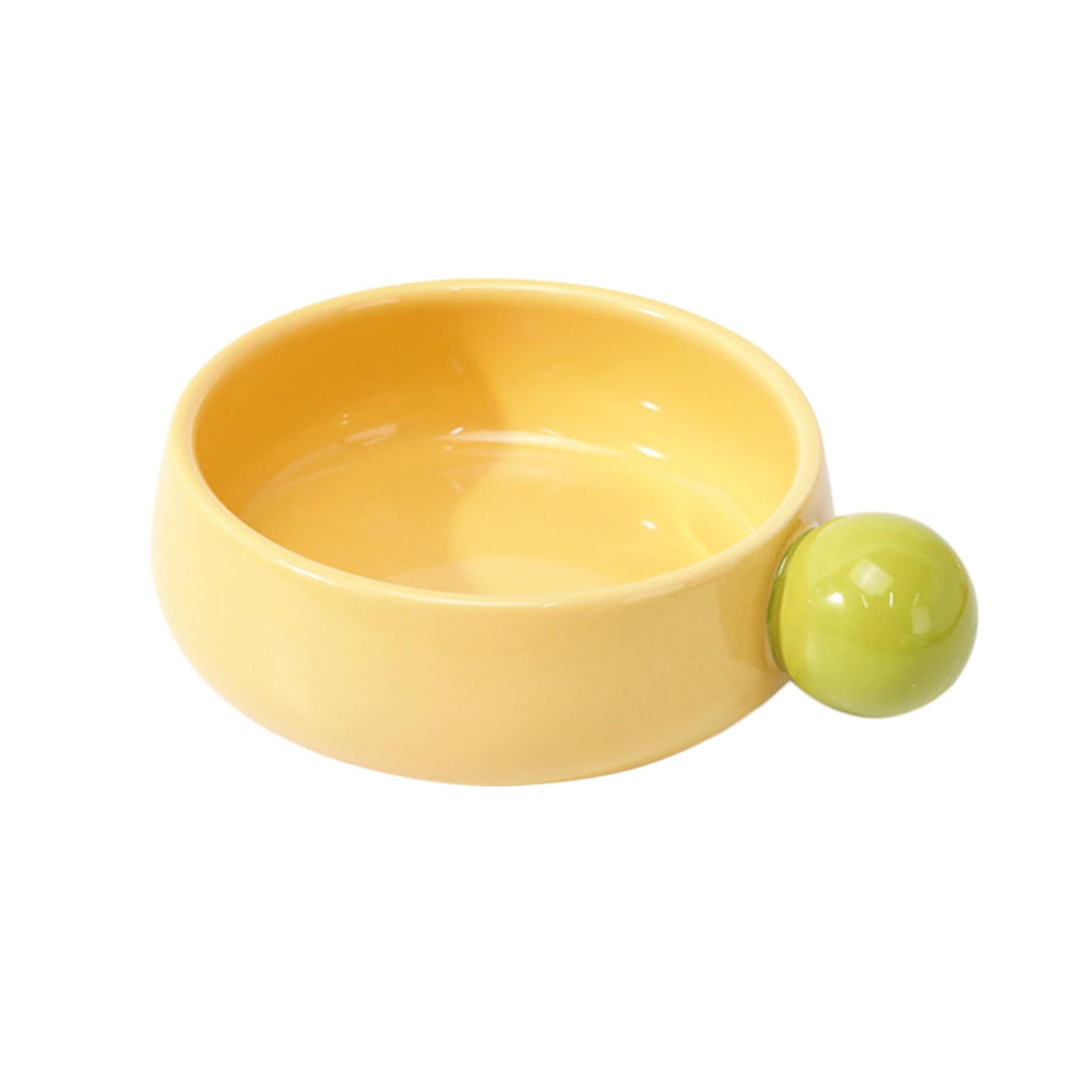 Bvdfgk Ceramic Cat Bowl Portable No Black Chin Non Slip Pet Puppy Kitten Bowl for Faced Yellow