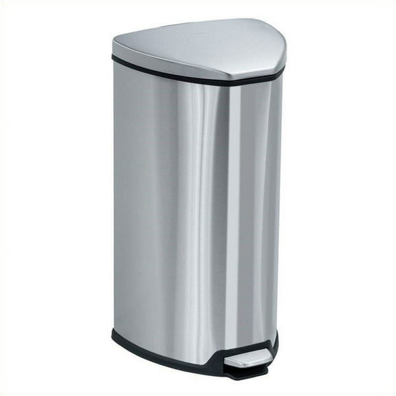 Pemberly Row Stainless Step-On 7 Gallon Receptacle in Stainless Steel