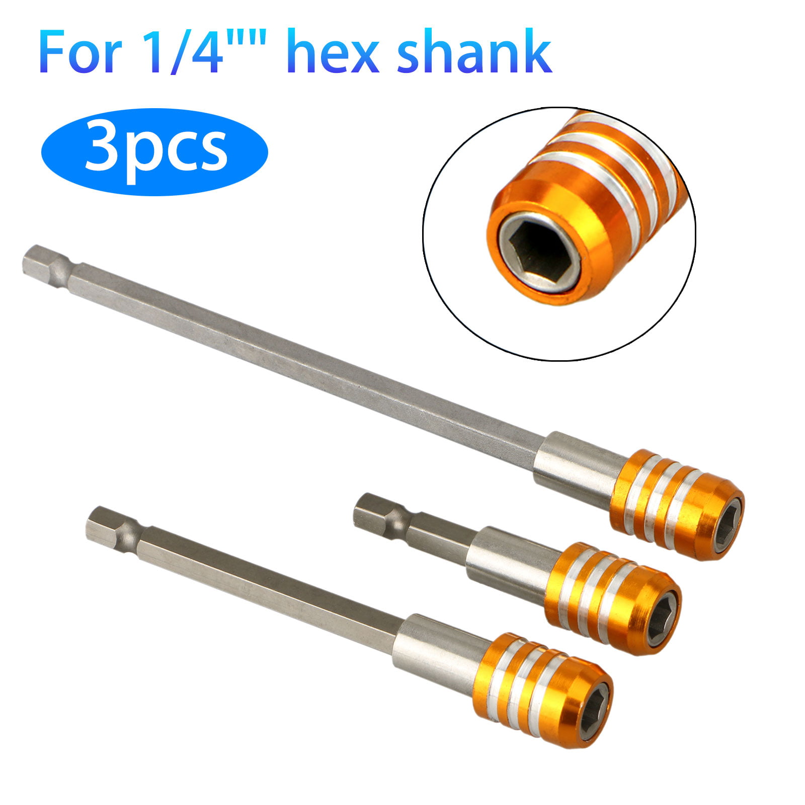3PCS Hex Shank Magnetic Screwdriver Quick Release Extension Holder Bit