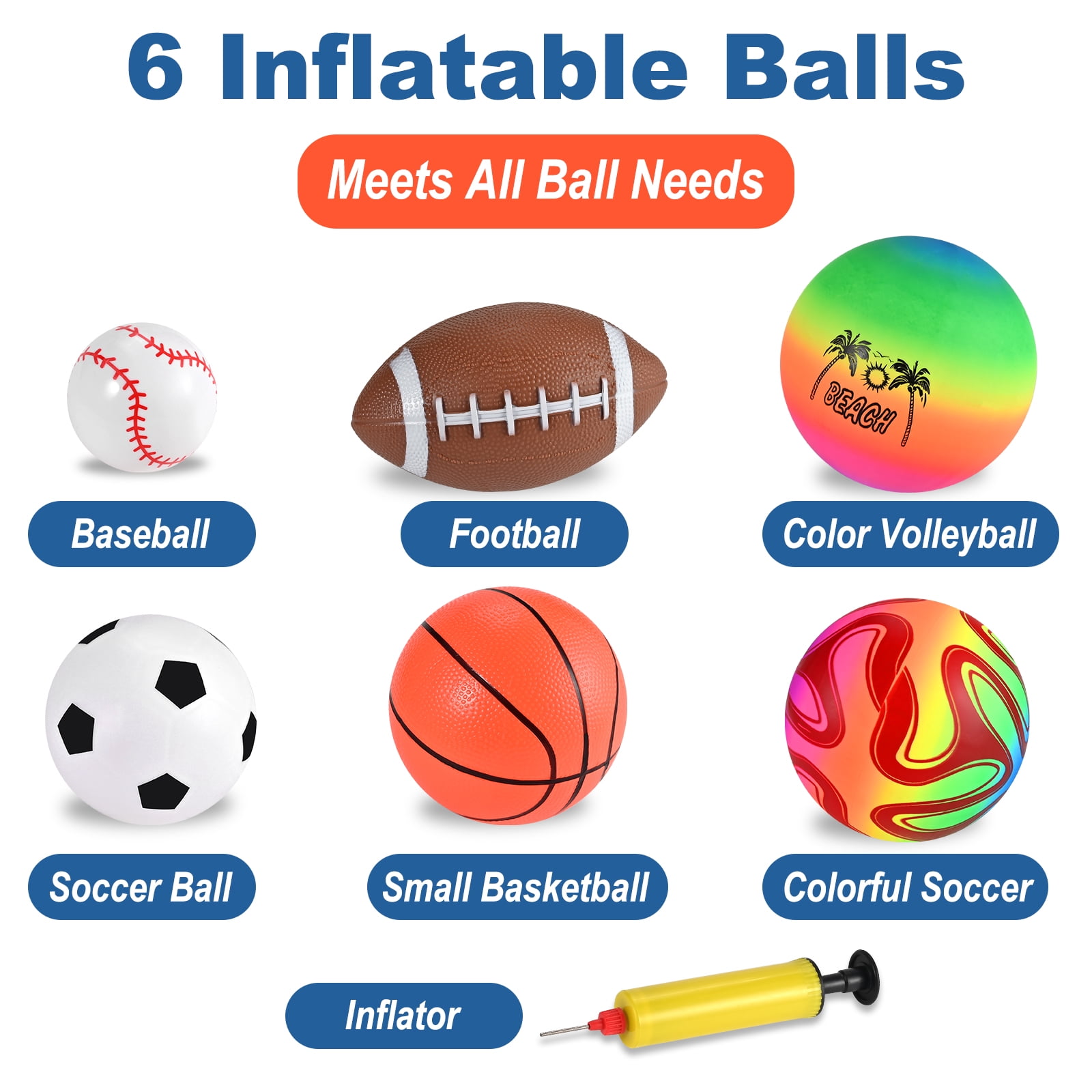 Faburo Toys Balls for Toddlers 1-3 , Toddler Outdoor Sports Toys,Football Basketball Rugby Baseball Volleyball Soccer 1 2 3 4 5 Gift