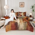 thumbnail image 4 of Manfei Retro Oil Painting Bedding Comforter Set 2pcs, Abstract Watercolor Art Twin Comforter Sets, Brown Beige Ombre Bedding Set, Lightweight Room Decor, 4 of 8