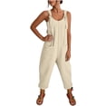 thumbnail image 5 of UDAUDU Womens Rompers Casual Dressy Jumpsuits Loose Fit Sleeveless Baggy Harem Pants Romper Jumpers 2026 Summer Outfits Beige XL, 5 of 6