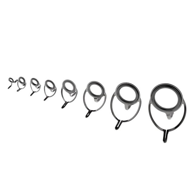 8pc Fishing Rod Guide Tip Set Repair DIY Eye Rings Stainless Steel Frame