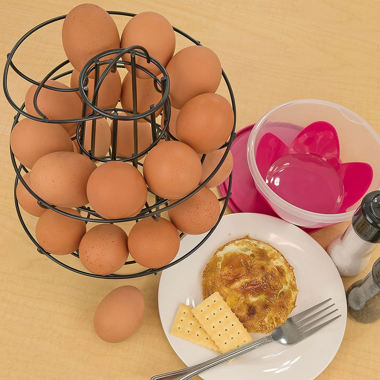 Egg Skelter Deluxe Modern Spiraling Dispenser Rack, Black