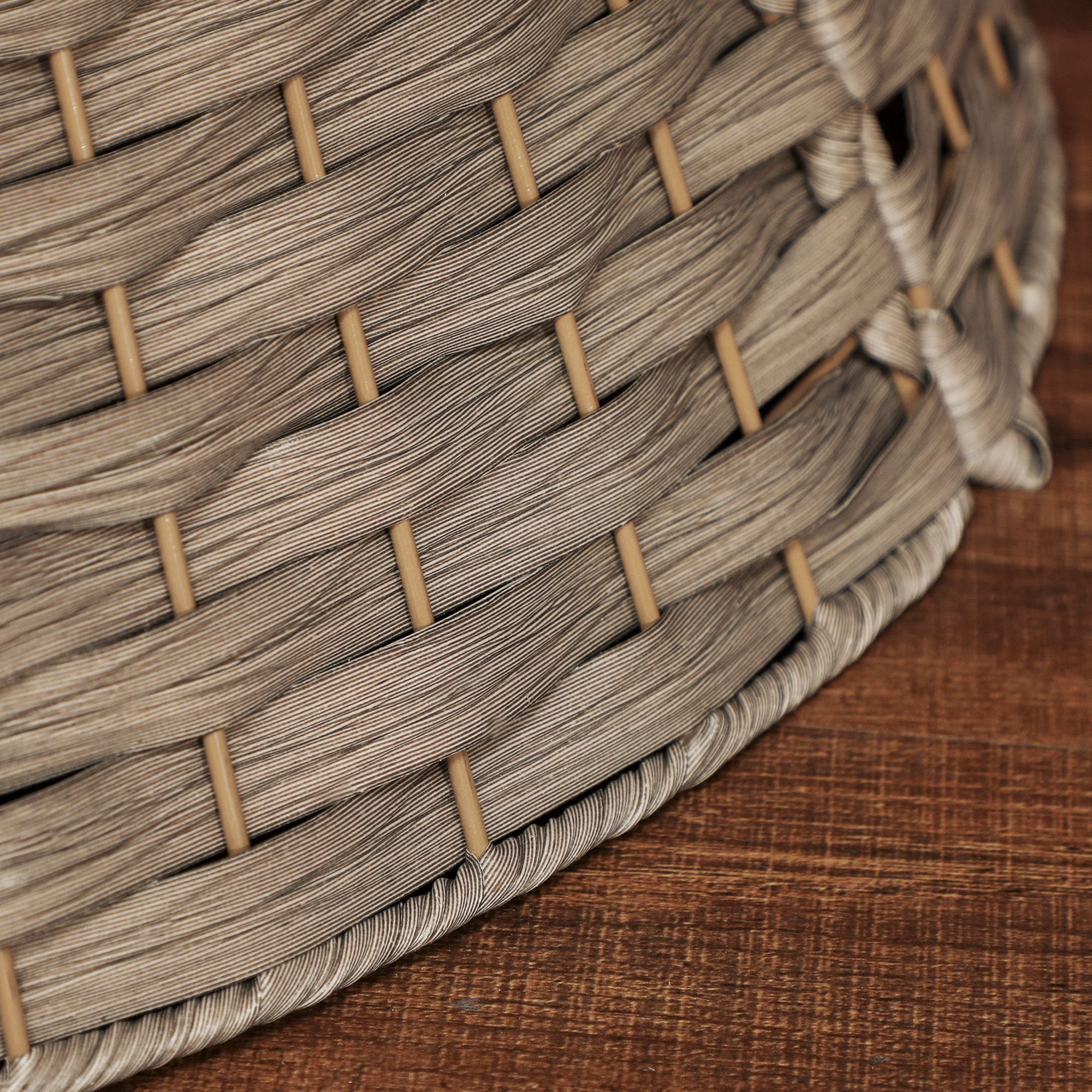 Woven Christmas Tree Collar, Rustic Plastic Tree Skirt Alternative with Metal Wire Support, 26.8 in Diameter, Hides Tree Stand and Protects Pets, for Holiday Home Decoration