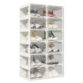 thumbnail image 1 of ANTBOX Clear 6-Tier Foldable Stackable Shoe Rack Organizer Cabinet for 12 Pairs, Magnetic Door, Durable Plastic Storage Box, 1 of 6