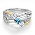 thumbnail image 3 of Gem Stone King 925 Silver and 10K Yellow Gold Moissanite and Swiss Blue Topaz and Lab Grown Diamond Engagement Ring for Women | 0.97 Cttw | Round 4MM | Birthstone | Size 6, 3 of 6