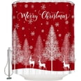 thumbnail image 5 of Merry Christmas Shower Curtain, Christmas Tree and Reindeer Shower Curtain Set with Hooks, Winter Holiday Waterproof Fabric Shower Curtains for Bathroom Decor, 72x72 Inch, Red Bath Curtain, 5 of 6