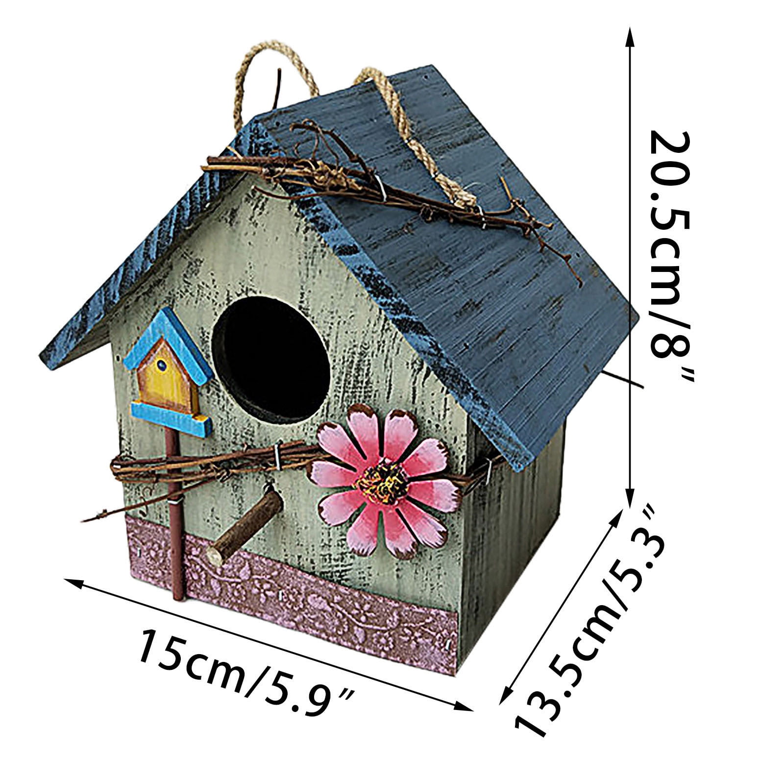 Gallickan Bird Houses for Outside , Wood Bird Houses for Outside with Pole, Wooden Bird House, Hanging Birdhouse Garden Decor, Mint Green