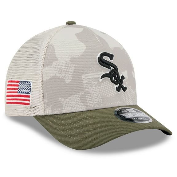 Men's New Era Light Beige/Olive Chicago White Sox 2025 Armed Forces Day 9FORTY M-Crown A-Frame Adjustable Hat