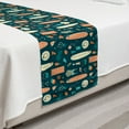 thumbnail image 2 of Beach Theme Bed Runner, Retro Design of Summer Items Hawaiian Tropical, Decorative Accent Bedding Scarf for Hotels Homes and Guestrooms, Twin, Teal Salmon, by Ambesonne, 2 of 2