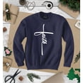 thumbnail image 3 of S4E Men's Faith Cross Religious Crewneck Sweatshirt XXX-Large Navy, 3 of 4