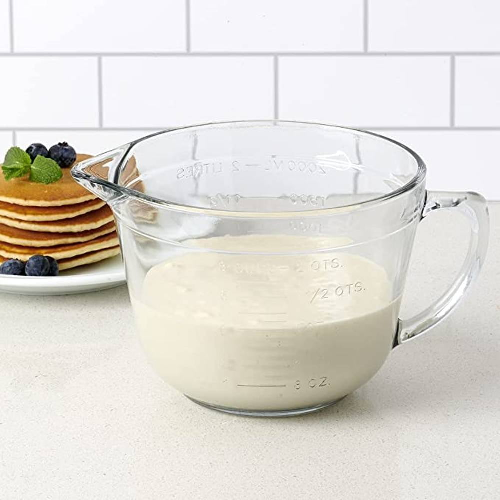 Anchor Hocking 2 Quart Glass Batter Bowl with Blue Lid