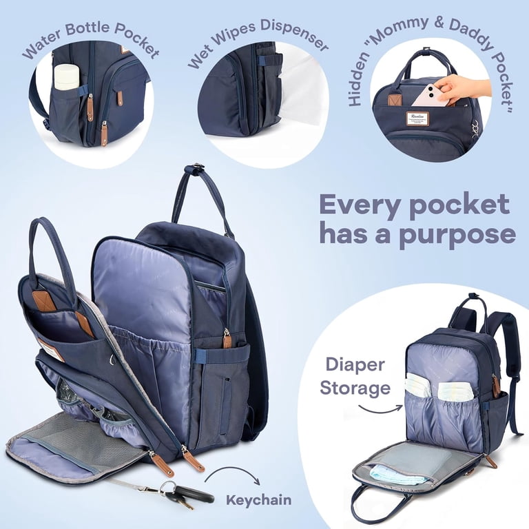 Diaper Bag Backpack, Waterproof Navy Blue photo 7