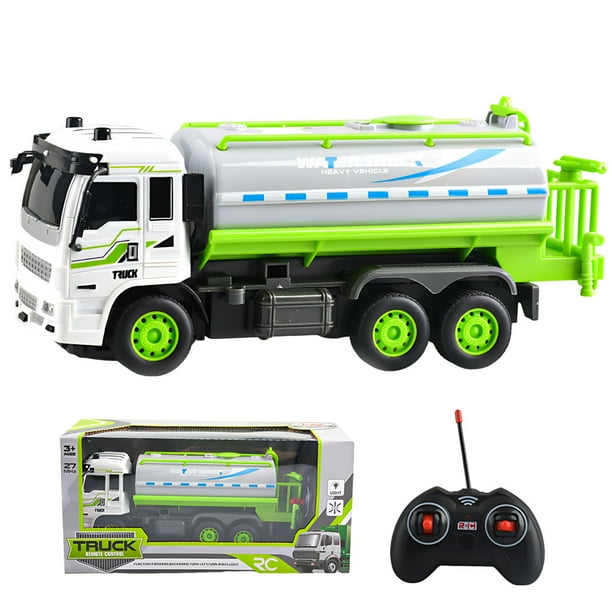 Coche de juguete infantil a control remoto escala 1/32 con iluminación en cuatro direcciones, simulación de camión cisterna urbano y grúa de ingeniería a control remoto.