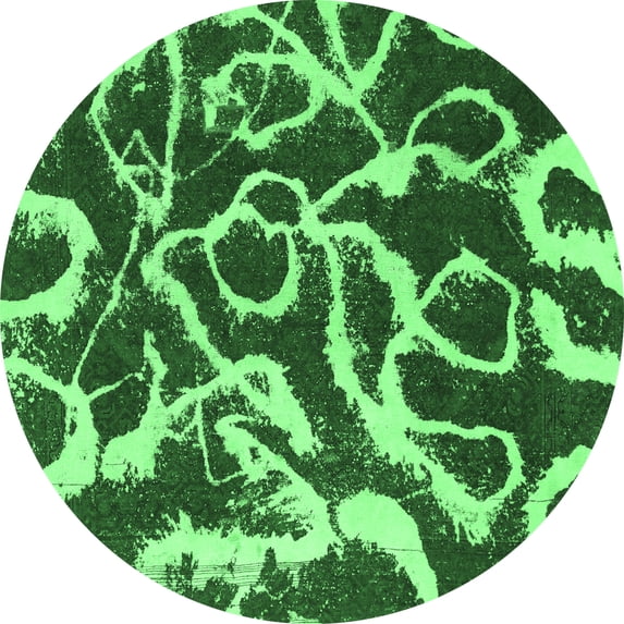 Ahgly Company Indoor Round Abstract Emerald Green Modern Area Rugs, 5' Round